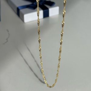 NWT MIDAS 14k Solid Yellow Gold Twisted Herringbone 2mm Flat Links Necklace